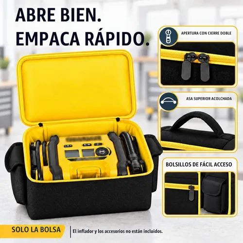 Vista 7 de Air Compressor Bag Case Compatible with DEWALT 20V MAX Tire Inflator DCC020IB, Cordless Tools Storage Holder Organizer with Pocket for Battery Pack