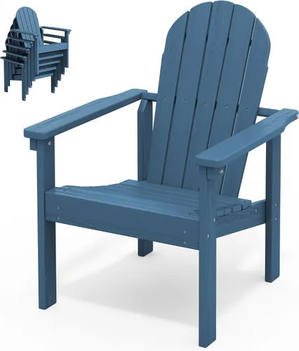 Vista 13 de SERWALL Silla Adirondack moderna apilable, silla de patio al aire libre de HDPE con diseño que ahorra espacio, silla para hoguera para todo