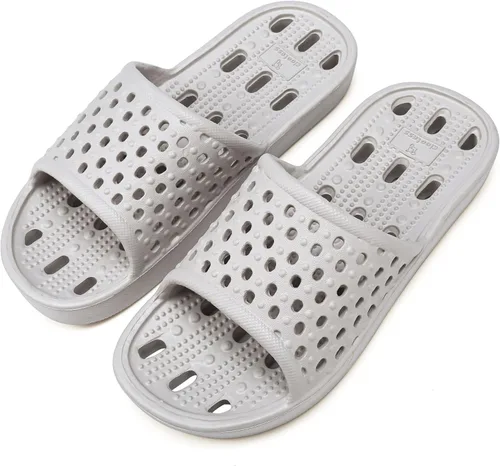 Vista 7 de clootess - Zapatos de ducha deslizantes para hombres y mujeres, sandalias de baño con agujeros, sandalias para piscina, gimnasio, dormitorio