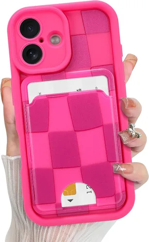 Vista 20 de KANGHAR Compatible con iPhone 13 Funda, Cartera de Silicona a Cuadros con Bonito Patrón, Tarjetero y Protección de Cámara, Suave, Delgada, a Prueba