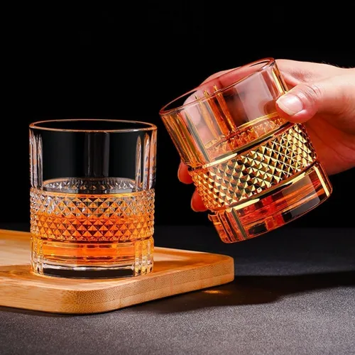 Vista 4 de LEMONSODA Vasos de whisky vintage premium Double Rocks - Vidrio de estilo vintage de diseño único
