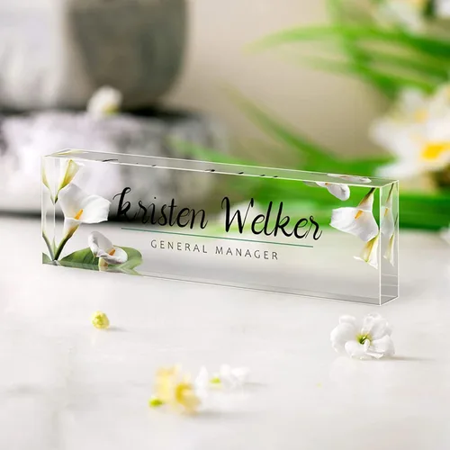 Vista 15 de Placa de nombre de escritorio personalizada, placa de identificación acrílica personalizada para decoración de escritorios, regalos