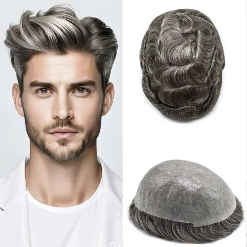 Vista 36 de Hombres Toupee Hair Thin Skin 0.06 Men's Toupee Hair Piece Remy Human Hair System Mens Hairpieces Invisable Hairline Protesis Capilar Para Hombre