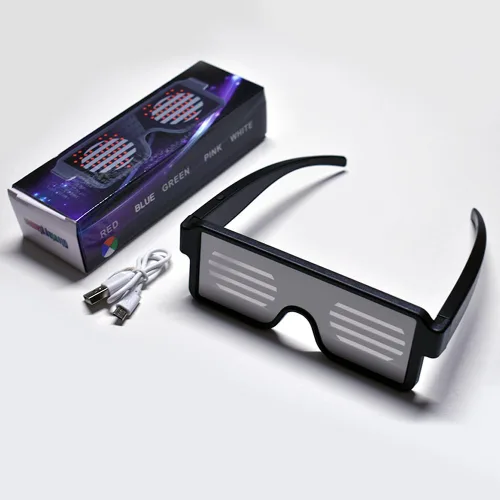 Vista 9 de Gafas LED: gafas de sol iluminadas con batería de larga duración, neón, 11 patrones