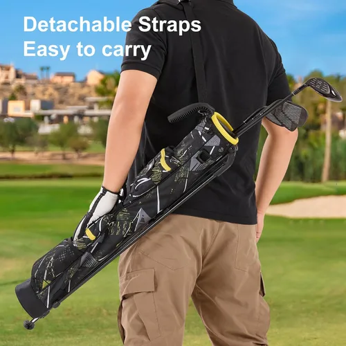 Vista 2 de Golf Stand Bag, 2 Way Dividers Golf Bag, Sunday Golf Bag Lightweight Par 3 Golf Bag, Pitch and Putt Youth Golf Bag with Multiple Storage Pockets for