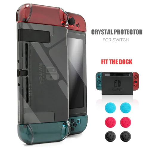 Vista 9 de Dockable Protective Case Kit for Nintendo Switch, Crystal Clear Protector for Nintendo Switch with a Tempered Glass Screen Protector and 6 Joy Stick