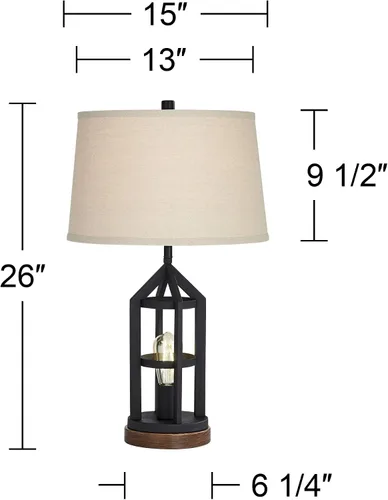 Vista 4 de Franklin Iron Works Lucas - Juego de 2 lámparas de mesa occidentales de 26 pulgadas de alto con puerto de carga USB y luz nocturna, pantalla LED