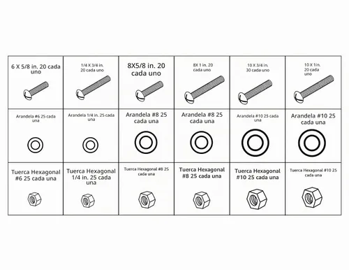 Vista 5 de Performance Tool W5226 Kit surtido de tuercas y pernos SAE/métricas de 1200 Incluye 360 tornillos de máquina, 840 tuercas, pernos y arandelas en un