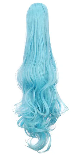 Vista 15 de karlery Peluca rubia de cola de caballo para mujer, disfraz de Halloween, peluca de cosplay de anime
