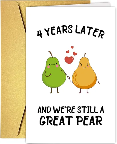 Vista 8 de Supoeguk Tarjeta de Feliz Un Año para Novia Novio, Tarjeta de Primer Aniversario para Él Ella, Divertida Tarjeta de 1er Aniversario de Boda
