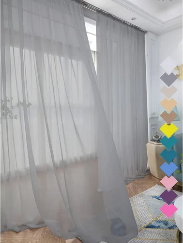 Vista 19 de L&TEC Cortinas traslúcidas para la ventana de color beige, 2 paneles de 48x45 pulgadas, con bolsillo básico para la barra de la cortina