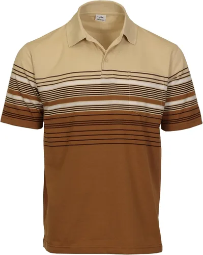 Vista 4 de Gioberti Polo de contraste de rayas dobles para hombre con bolsillo - tinte de hilo 9328b - Gris Con Logo Delfín