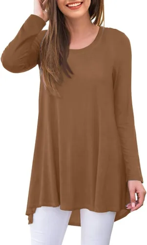 Vista 68 de AWULIFFAN Blusa tipo túnica holgada de manga larga con cuello redondo para mujer