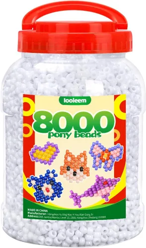 Vista 15 de IOOLEEM Cuentas de pony (2000 piezas, cuentas de pony negras), cuentas para hacer joyas, cuentas para manualidades, suministros para ensartar Negro