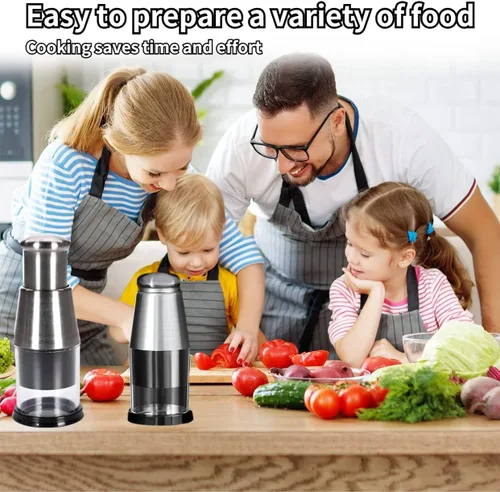 Vista 6 de Picadora multifuncional de ajo de acero inoxidable, prensa de cebolla, picadora manual de verduras, fácil limpieza, plata