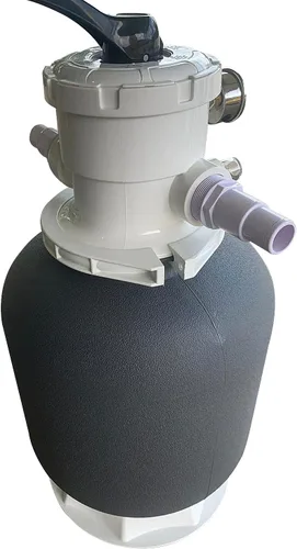 Vista 4 de FibroPool Filtro de arena para piscina de 14 pulgadas, 75 libras, sobre el suelo hasta 3500 galones, válvula multipuerto de 6 vías, compatible