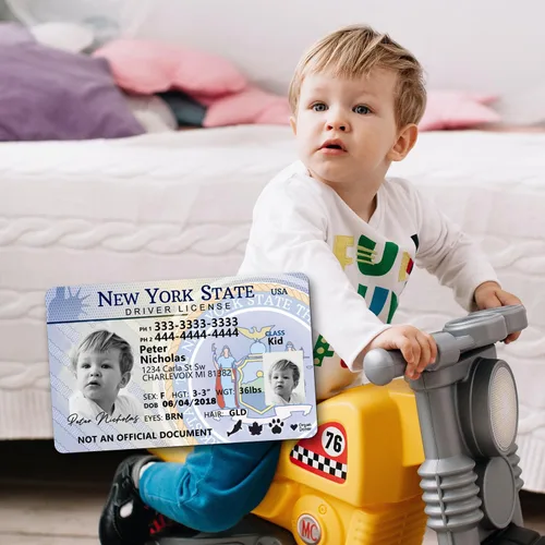 Vista 5 de Tarjeta de identificación de seguridad infantil para niños, licencia de conducir novedosa para niños menores de 12 años Insignias