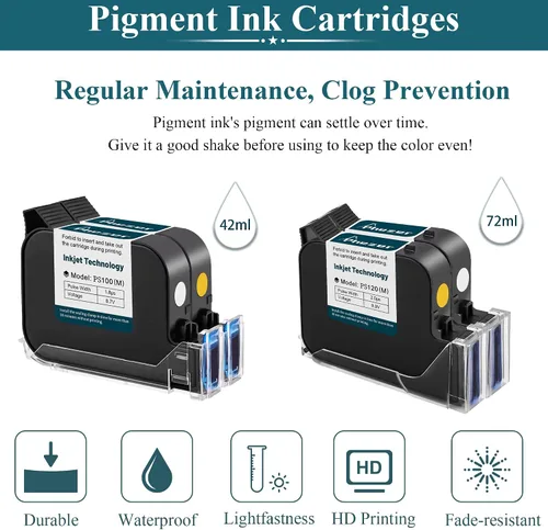 Vista 5 de Phezer Cartucho de tinta solvente de secado rápido original de repuesto PS100 impresora de inyección de tinta portátil y mini impresora de inyección