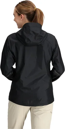 Vista 2 de Outdoor Research Chaqueta de lluvia de helio para mujer, color negro, S, Negro