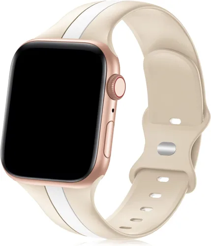 Vista 23 de Seizehe - Banda deportiva de diseño compatible con Apple Watch de 38/40/41/42/44/45/46/49 mm, unisex, correa de silicona suave para Apple Watch