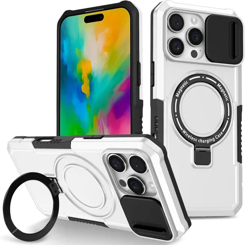 Vista 45 de Funda magnética para iPhone 11, soporte de anillo con ventana corrediza, funda protectora mate a prueba de golpes para iPhone 11 6.1, fundas