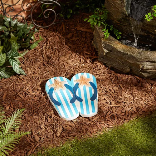 Vista 4 de DII Colección Cement Stepping Stone - Chanclas decorativas coloridas de 9 x 9.5 pulgadas, estrellas de mar
