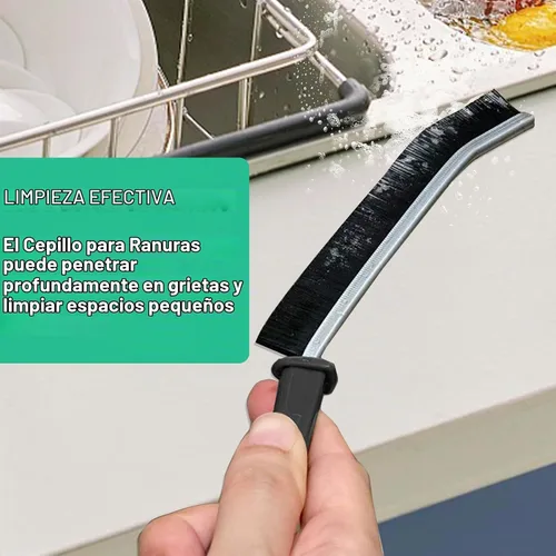 Vista 6 de 5 piezas de cepillo de limpieza de hendiduras multifuncional, cepillo de limpieza de cerdas duras, cepillo de huecos, adecuado para baños