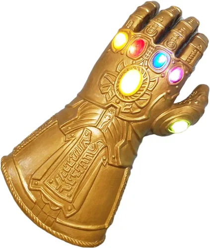 Vista 6 de Guante de mano de látex con luz LED regalo para Halloween y cosplay dorado