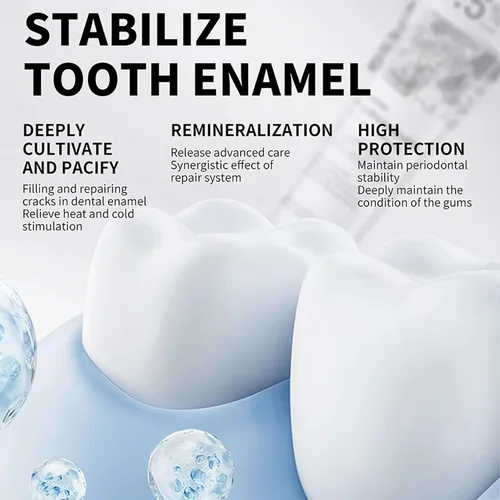 Vista 3 de 10% Nano Hidroxiapatita Pasta de dientes para reparación avanzada del esmalte y alivio de la sensibilidad, sin flúor, menta fresca, pasta dental