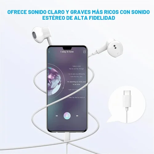 Vista 4 de Auriculares USB C para iPhone 17 16 15 Pro Max iPad Pro Auriculares Tipo C con Cable Auriculares con Micrófono y Control Remoto Cancelación de Ruido