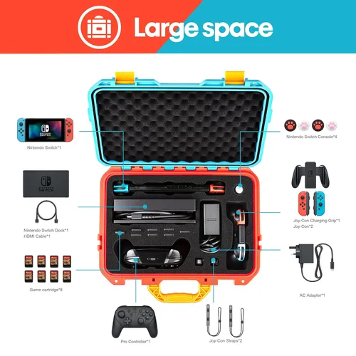 Vista 4 de DEVASO Carrying Case for Nintendo Switch Travel Case ,Professional Deluxe Waterproof Case Soft Lining Hard Case for Nintendo Switch OLED