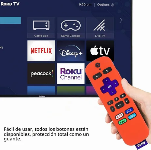 Vista 3 de Pinowu - Funda protectora de silicona compatible con el control remoto de voz Roku, antideslizante a prueba de golpes, compatible con el mando a