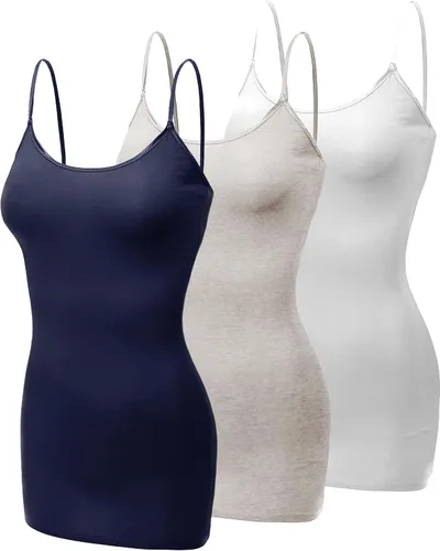 Vista 157 de Emmalise Camisola larga casual básica para mujer, con tirantes ajustables, top en capas