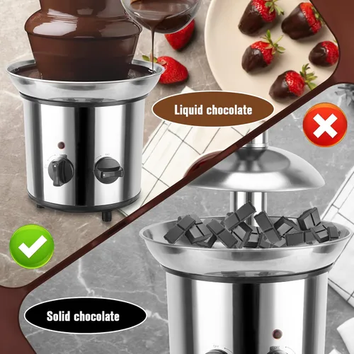 Vista 4 de Fuente de chocolate, fuente de fondue de chocolate de 4 niveles, máquina de fusión eléctrica para fiestas, queso nacho, rancho, salsa, boda, máquina