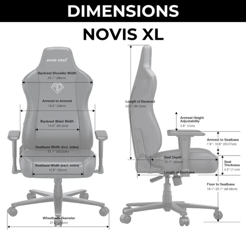 Vista 2 de Anda Seat Novis - Silla de juegos para adultos, sillas reclinables XL, silla de oficina ergonómica de cuero de PVC, soporte lumbar trasero