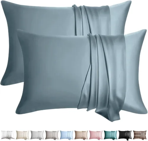 Vista 16 de Juego de 2 fundas de almohada de seda 100% de tamaño estándar, fundas de almohada de seda de morera para cabello y piel, juego de 2, seda de la más