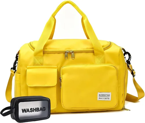 Vista 70 de Bolsa de Gimnasio Pequeña para Mujer, Bolsa de Lona de Viaje, Bolsa de Fin de Semana con Compartimento para Zapatos
