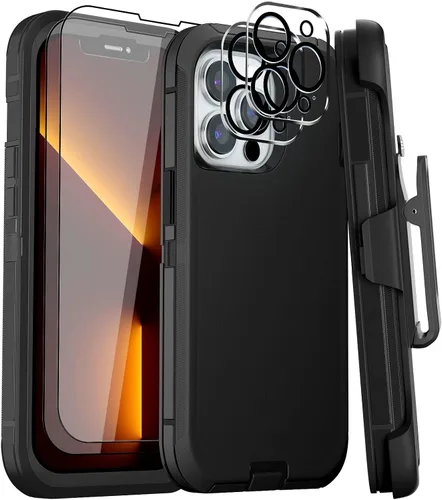 Vista 17 de Funda para iPhone 13 Funda 6.1" con Soporte Plegable y Clip para Cinturón con 2 Protectores de Pantalla + 2 Protectores de Lente de Cámara, Cubierta