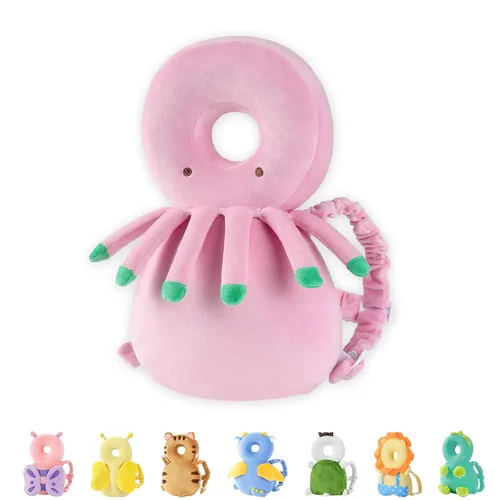 Vista 17 de JunNeng - Mochila protectora de cabeza de bebé para caminar y gatear, pingüino blanco Protector de cabeza suave, transpirable, ajustable