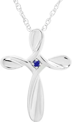 Vista 13 de Boston Bay Diamonds Sterling Silver Infinity Birthstone Cross Necklace 01 de enero - Granate genuino