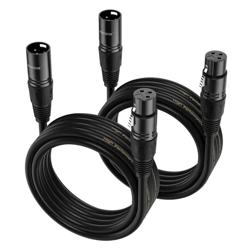 Vista 16 de Cable XLR de 1.5 pies, 6 unidades, cables de micrófono, cable de altavoz de micrófono equilibrado de alta calidad con cable XLR macho a hembra DMX