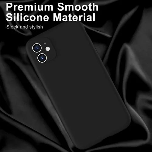Vista 3 de DEENAKIN Funda compatible con iPhone 11 con protector de pantalla, silicona sedosa, funda de cámara mejorada, probada contra caídas de 16 pies Negro