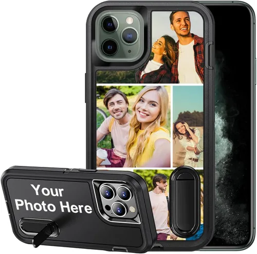 Vista 16 de Funda personalizada para iPhone 11, funda con soporte integrado y soporte, protección resistente a los arañazos, funda de fotos personalizada, haz