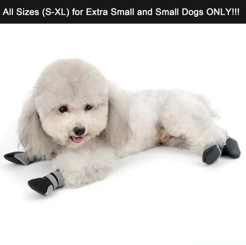 Vista 2 de Zunea - Botas para perros pequeños para pavimento caliente, antideslizantes, zapatos de verano para cachorros, color negro, talla S Breathable
