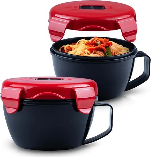 Vista 11 de MATICAN Tazón de sopa para microondas con tapa, taza de sopa con tapa, recipientes de microondas para fideos ramen, sopa, bebidas, 31.11 onzas