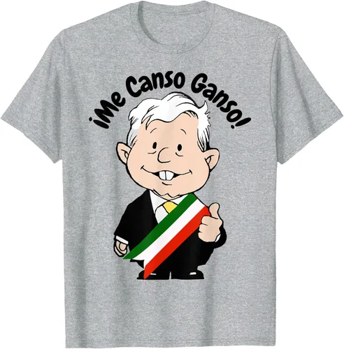 Vista 46 de AMLO Amlito Me Canso Ganso - Camiseta con diseño de dibujos animados mexicanos Gris Oscuro