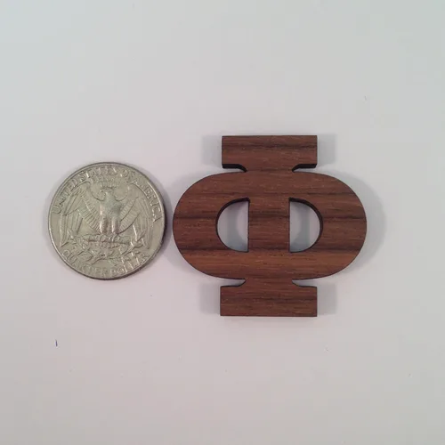 Vista 2 de Phi - Accesorio de madera griega con letra griega de 1 pulgada, accesorio para tablero de mascota