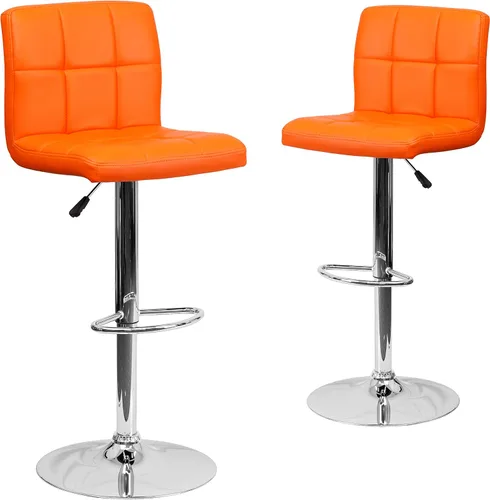 Vista 18 de Flash Furniture Kathleen - Taburete de bar contemporáneo de vinilo acolchado negro con altura ajustable con base cromada
