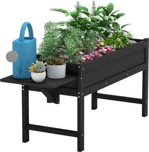 Vista 12 de Cama de jardín elevada pequeña de HDPE, jardinera elevada con patas, jardinera para exteriores resistente a la intemperie, camas elevadas para Aruba