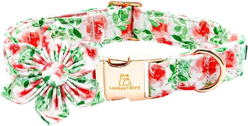 Vista 81 de Collar de perro Lionheart Glory, collar de perro rosa con flor, lindo collar para mascotas con patrón floral ajustable para perros pequeños Rosado